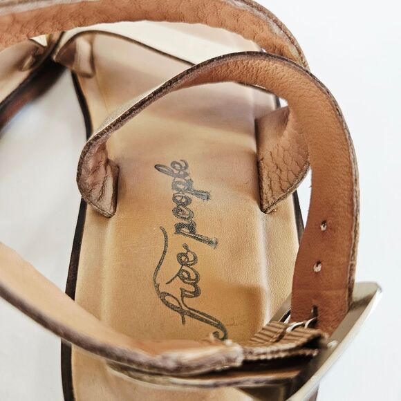 NWOB Free People Collection Romeo Square Toe Leather Wrap Sandal in Platino 36 - Picture 13 of 16